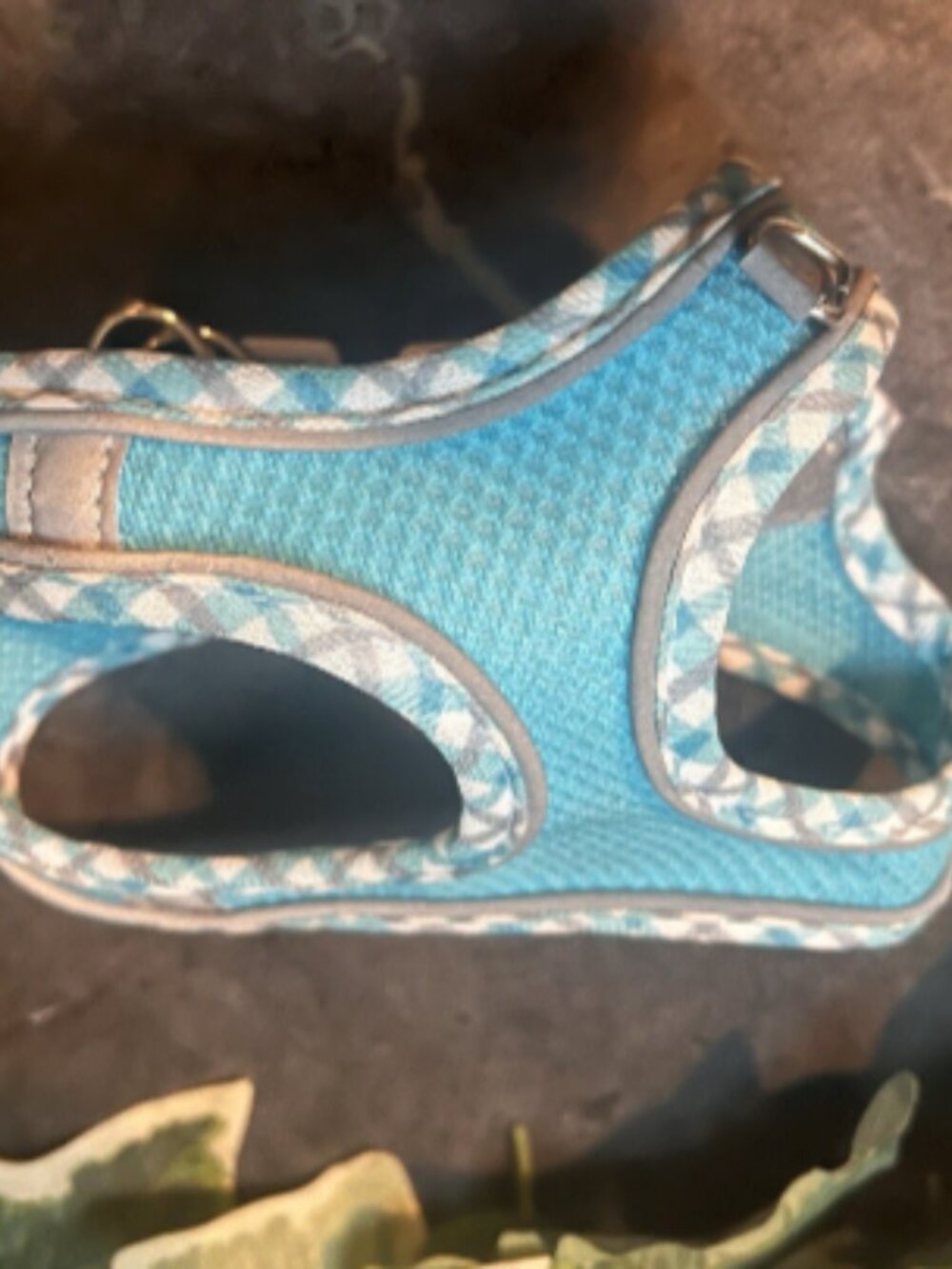 PreOwned blue Mesh Breathable Dog Harness w/Adjustable Straps Size XXS checkered